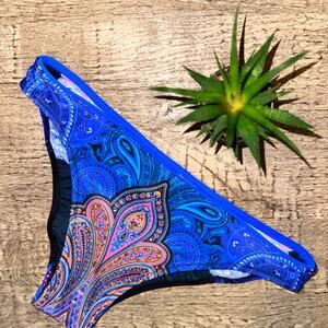 Gottex Blue Paisley Bikini Bottoms Sz 8 – Boho Luxe Swimwear, Festival Vibes